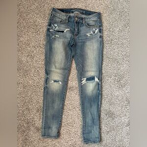 American Eagle Outfitters Blue Skinny Jeans Distressed Style